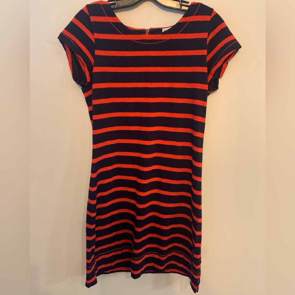 HATLEY Striped Red and Navy T-Shirt Style Dress